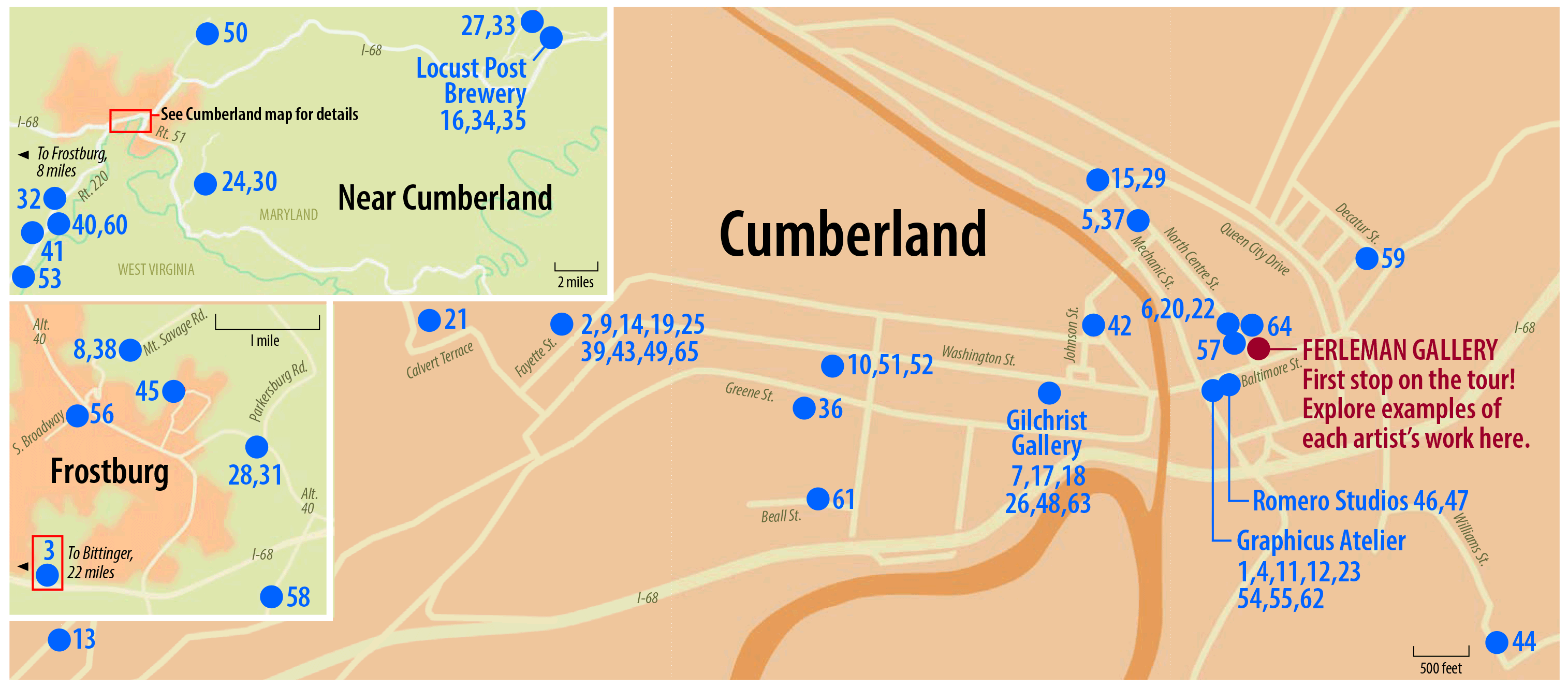 Map of the 2024 Artist Studio Tour